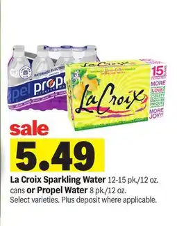 Meijer La Croix Sparkling Water 12-15 pk./12 oz. or Propel Water 8 pk./12 oz offer