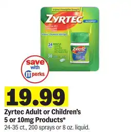 Meijer Zyrtec Adult or Children's 5 or 10mg Products offer
