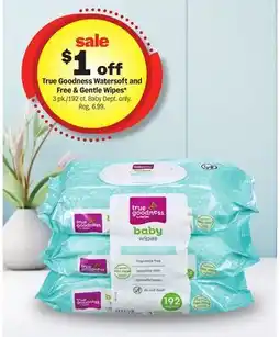 Meijer True Goodness Watersoft and Free & Gentle Wipes offer