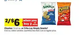 Meijer Cheetos 7.5-8.5 oz. or Frito-Lay Simply Snacks offer