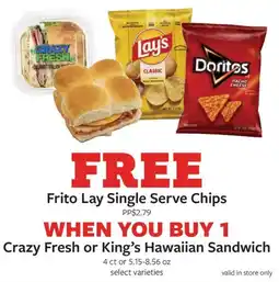 Fareway Frito Lay Single Serve Chips offer