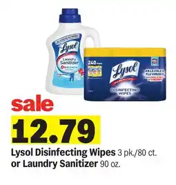 Meijer Lysol Disinfecting Wipes 3 pk./80 ct. or Laundry Sanitizer 90 oz offer