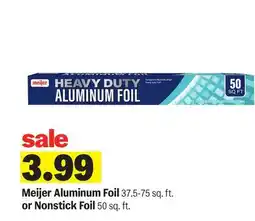Meijer Meijer Aluminum Foil 37.5-75 sq. ft. or Nonstick Foil 50 sq. ft offer