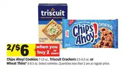 Meijer Chips Ahoy! Cookies 7-13 oz., Triscuit Crackers 6.5-8.5 oz. or Wheat Thins* 8-8.5 oz offer