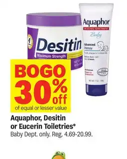 Meijer Aquaphor, Desitin or Eucerin Toiletries offer