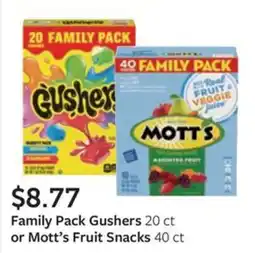 Fareway Family Pack Gushers or Mott's Fruit Snacks offer