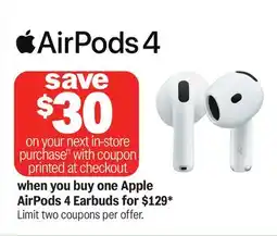 Meijer when you buy one Apple AirPods 4 Earbuds offer