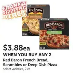 Fareway Red Baron French Bread, Scrambles or Deep Dish Pizza offer