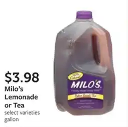 Fareway Milo's Lemonade or Tea offer