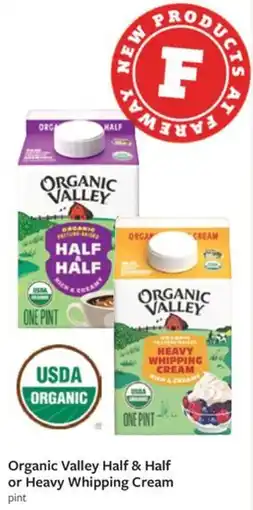 Fareway Organic Valley Half & Half or Heavy Whipping Cream offer
