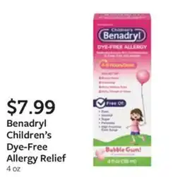 Fareway Benadryl Children's Dye-Free Allergy Relief offer