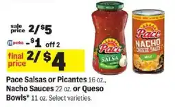 Meijer Pace Salsas or Picantes or Nacho Sauces or Queso Bowls offer