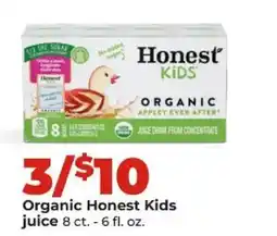 Hy-Vee Organic Honest Kids juice offer