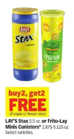 Meijer Lay's Stax or Frito-Lay Minis Canisters offer