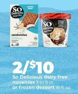 Hy-Vee So Delicious dairy free novelties offer