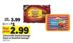 Meijer Johnsonville Smoked Sausage Ropes or Breakfast Sausage offer