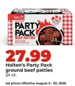 Hy-Vee Holten's party pack ground beef patties offer