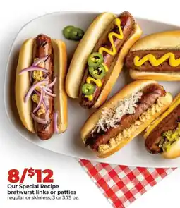 Hy-Vee Our Special Recipe bratwurst links or patties offer
