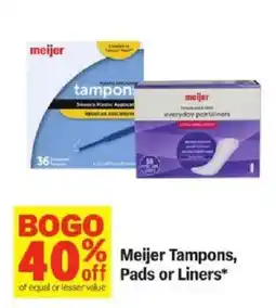 Meijer Meijer Tampons, Pads or Liners offer