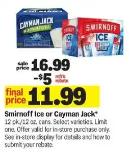 Meijer Smirnoff Ice or Cayman Jack offer