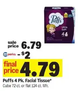 Meijer Puffs 4 Pk. Facial Tissue offer