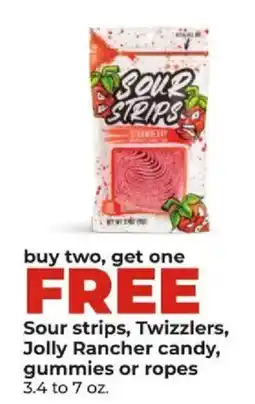Hy-Vee Sour strips, Twizzlers, Jolly Rancher candy, gummies or ropes offer
