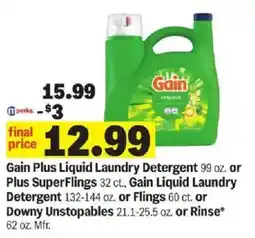 Meijer Gain plus liquid laundry detergent offer