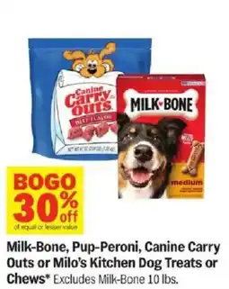 Meijer Milk-Bone, Pup-Peroni, Canine Carry Outs or Milo's Kitchen Dog Treats or Chews offer