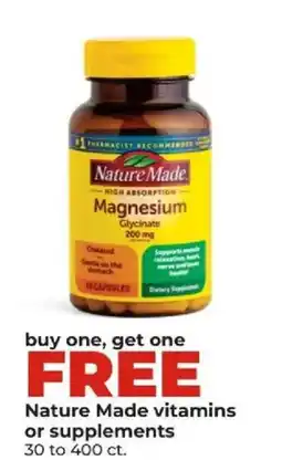 Hy-Vee Nature Made vitamins or supplements offer