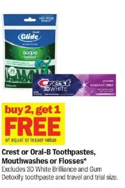 Meijer Crest or Oral-B Toothpastes, Mouthwashes or Flosses offer