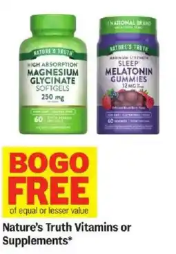 Meijer Nature's Truth Vitamins or Supplements offer