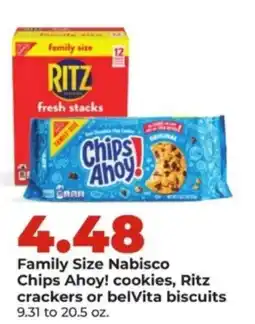 Hy-Vee Family Size Nabisco Chips Ahoy! cookies, Ritz crackers or belVita biscuits offer
