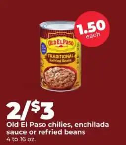 Hy-Vee Old El Paso chilies, enchilada sauce or refried beans offer