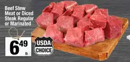 Super King Markets Beef Stew Meat or Diced Steak Regular or Marinated offer