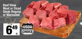 Super King Markets Beef Stew Meat or Diced Steak Regular or Marinated offer