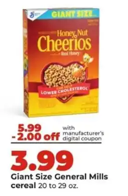Hy-Vee Giant Size General Mills cereal offer