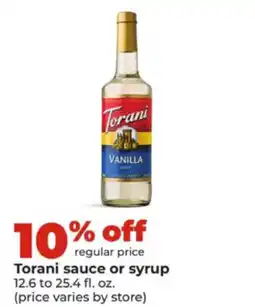 Hy-Vee Torani sauce or syrup offer