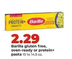 Hy-Vee Barilla gluten free, oven-ready or protein+ pasta offer