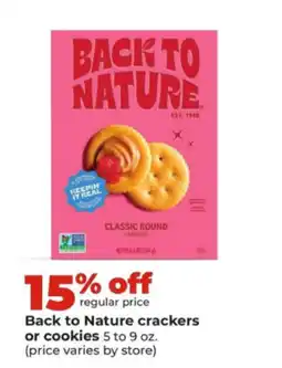 Hy-Vee Back to Nature crackers or cookies offer