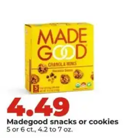 Hy-Vee Madegood snacks or cookies offer