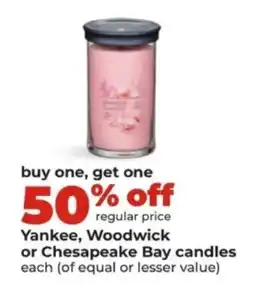 Hy-Vee Yankee, Woodwick or Chesapeake Bay candles offer