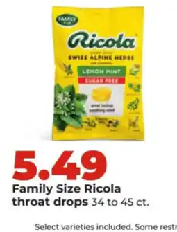 Hy-Vee Family Size Ricola throat drops offer