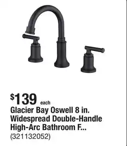 The Home Depot Glacier Bay Oswell 8 in. Widespread Double-Handle High-Arc Bathroom Faucet in Matte Black offer