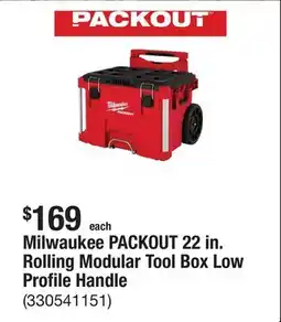 The Home Depot Milwaukee PACKOUT 22 in. Rolling Modular Tool Box Low Profile Handle offer