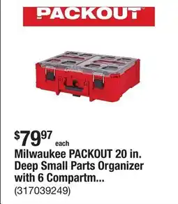 The Home Depot Milwaukee PACKOUT 20 in. Deep Small Parts Organizer with 6 Compartments and Quick Adjust Dividers offer