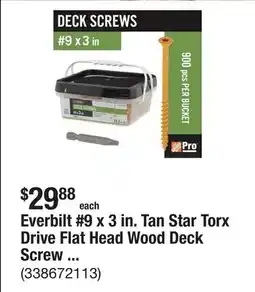 The Home Depot Everbilt #9 x 3 in. Tan Star Torx Drive Flat Head Wood Deck Screw (900-Pack) offer