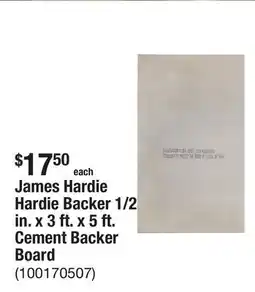 The Home Depot James Hardie Hardie Backer 1/2 in. x 3 ft. x 5 ft. Cement Backer Board offer