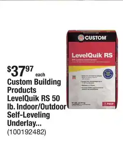 The Home Depot Custom Building Products LevelQuik RS 50 lb. Indoor/Outdoor Self-Leveling Underlayment offer