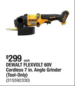 The Home Depot DEWALT FLEXVOLT 60V Cordless 7 in. Angle Grinder (Tool-Only) offer