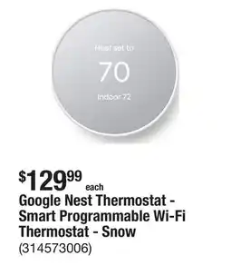 The Home Depot Google Nest Thermostat - Smart Programmable Wi-Fi Thermostat - Snow offer